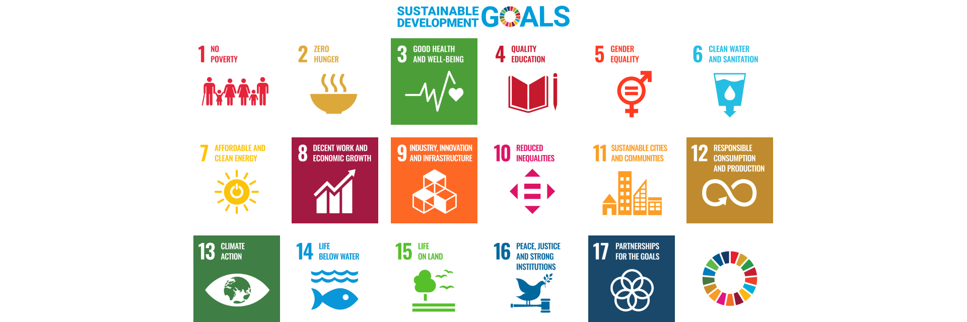 17가지 지속 가능한 개발 목표를 보여주는 그래픽