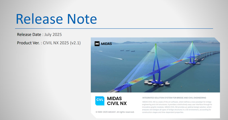 midas Civil NX 2025 - nová verze v2.1