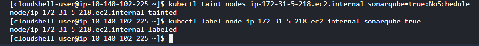 Output of tainting a node in EKS