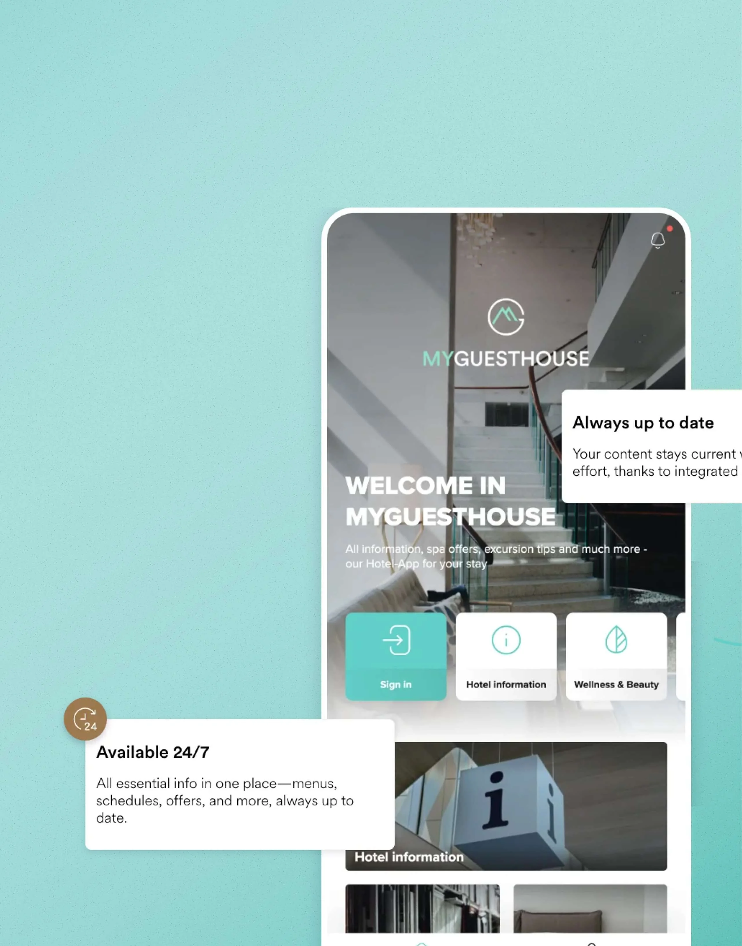 Depiction of a guest app on a smartphone