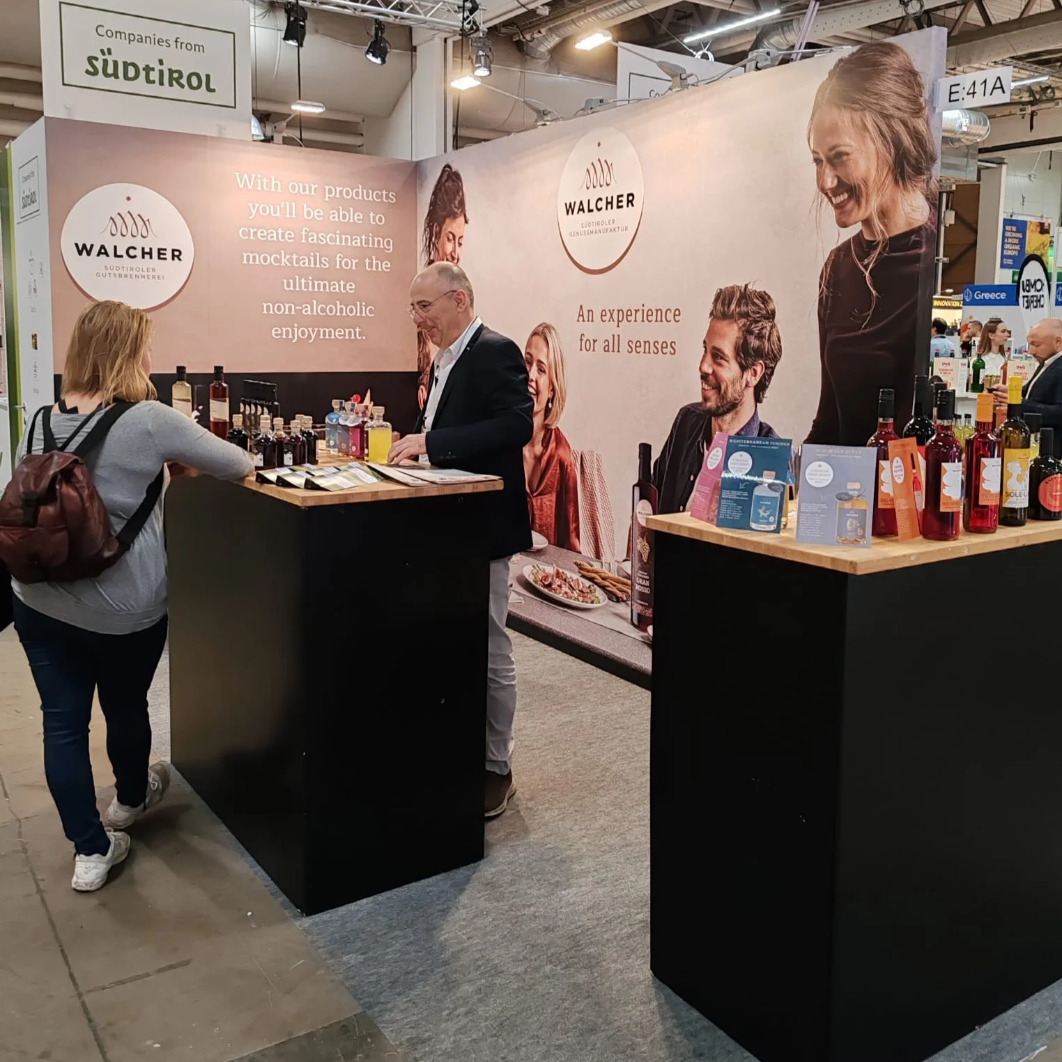 A trade fair booth of Walcher with spirits