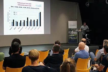 Werner Rizzolli presenta le sperimentazioni del Centro di Sperimentazione Laimburg in campo fitosanitario per contrastare la fumaggine: ©Centro di Sperimentazione Laimburg /fmhack