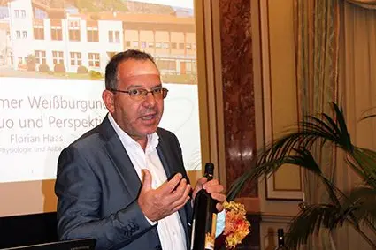 Il responsabile della Cantina Laimburg, Günther Pertoll, ha presentato le caratteristiche dell'annata MUSIS 2020.: ©Centro di Sperimentazione Laimburg