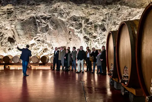 Fig. 1: Visita guidata nella Cantina nella Roccia presso il Centro di Sperimentazione Laimburg
© Laimburg Research Centre/ivo corrà