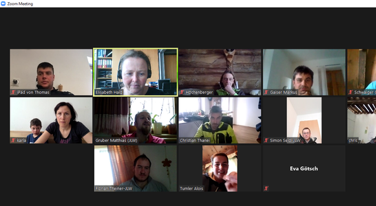 Online-Webinar-Oberfläche über Zoom mit Teilnehmer Online-Webinar-Oberfläche über Zoom mit Teilnehmer