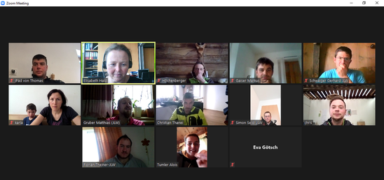 Online-Webinar-Oberfläche über Zoom mit Teilnehmer Online-Webinar-Oberfläche über Zoom mit Teilnehmer