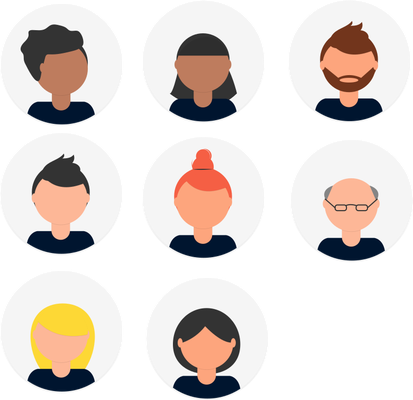 Drawing of team members in circles