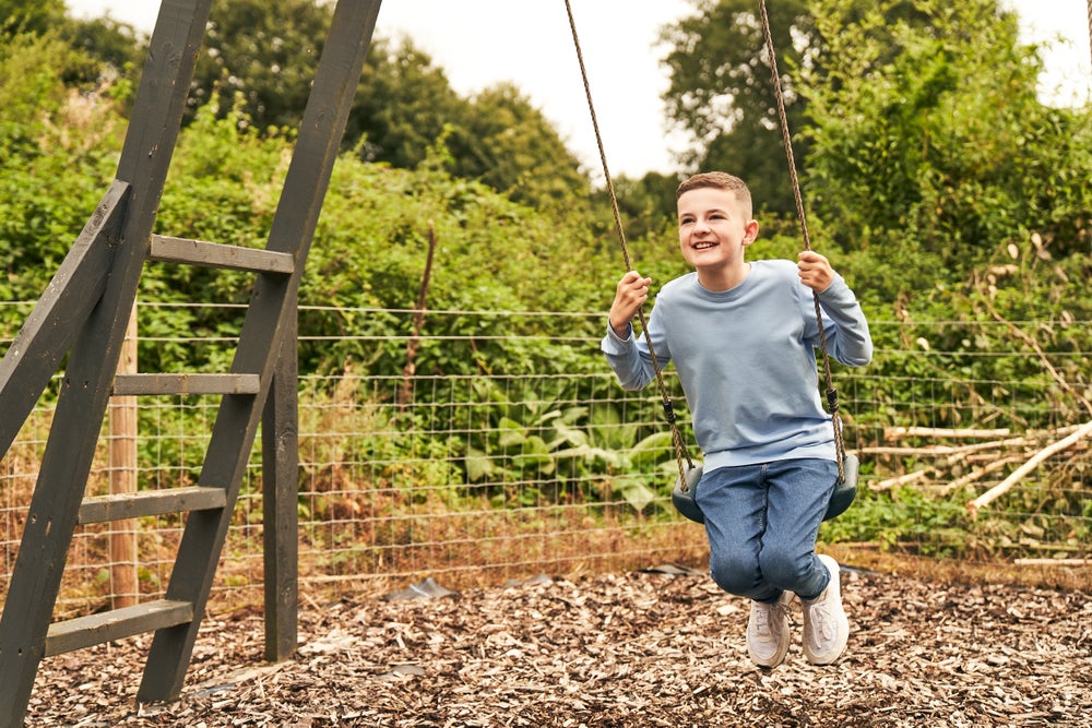 Finn on a garden swing Finn on a garden swing