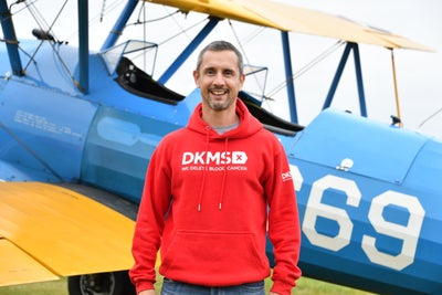 Peter McCleave in front of the aircraft