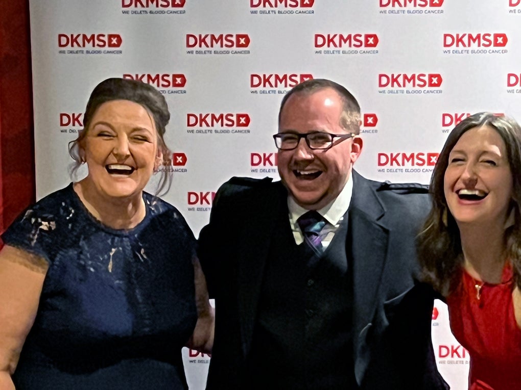 Chris Bain (centre) with two DKMS Scotland colleagues Chris Bain (centre) with two DKMS Scotland colleagues