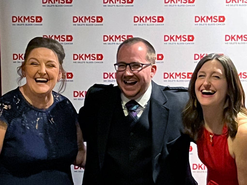 Chris Bain (centre) with two DKMS Scotland colleagues Chris Bain (centre) with two DKMS Scotland colleagues