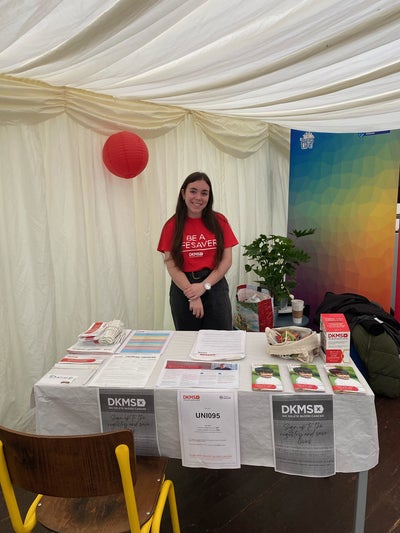 Erin at the DKMS stand Erin at the DKMS stand