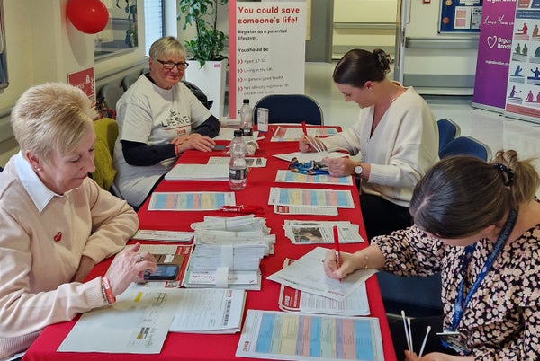 People registering at the UHDB stem cell drives
