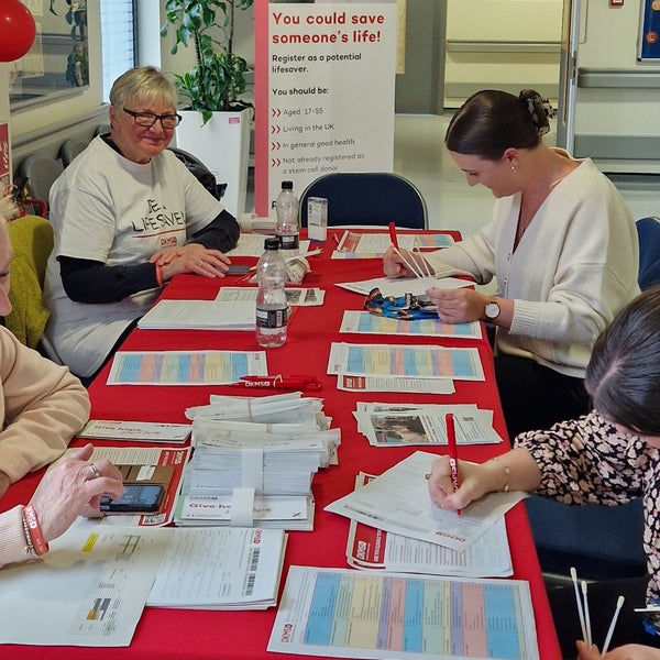 People registering at the UHDB stem cell drives