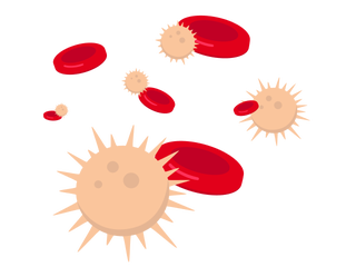 Graphic of blood and cancer cells