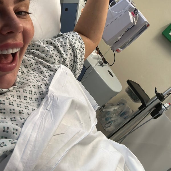 Woman smiling in the hospital Woman smiling in the hospital
