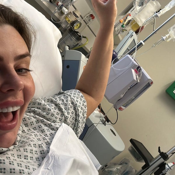 Woman smiling in the hospital Woman smiling in the hospital