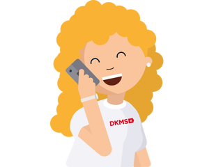 Graphic showing female member of DKMS staff