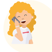 Graphic showing female member of DKMS staff