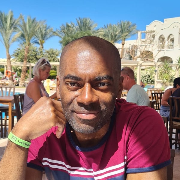 Cecil smiling in sun on holidays Cecil smiling in sun on holidays