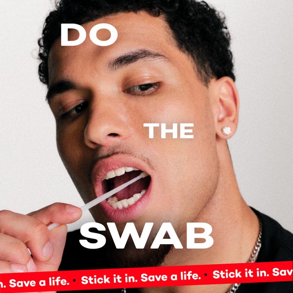 Model Kieron featuring on a poster for the DKMS "Do The Swab" campaign Model Kieron featuring on a poster for the DKMS "Do The Swab" campaign