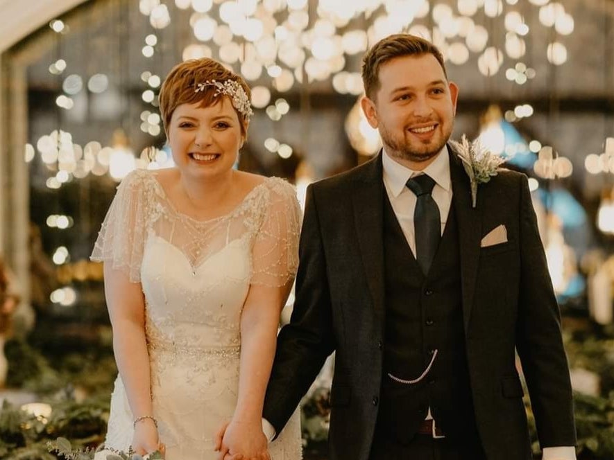 Lauren and her husband on their wedding day a few years after her stem cell transplant Lauren and her husband on their wedding day a few years after her stem cell transplant