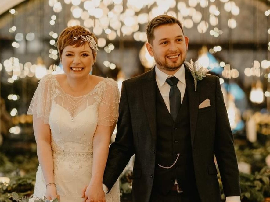 Lauren and her husband on their wedding day a few years after her stem cell transplant Lauren and her husband on their wedding day a few years after her stem cell transplant