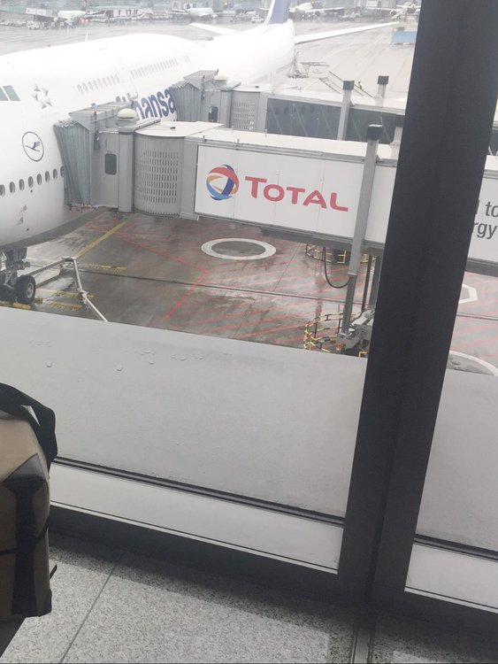 DKMS courier awaits her flight to the US