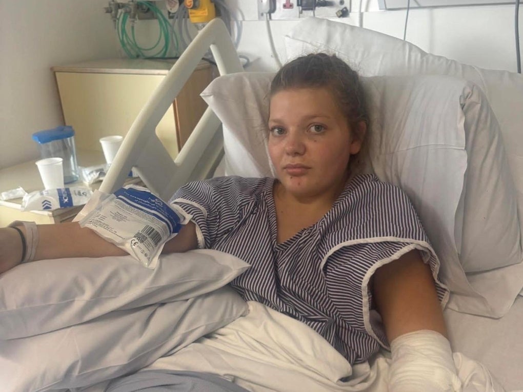 Young lady on hospital bed Young lady on hospital bed