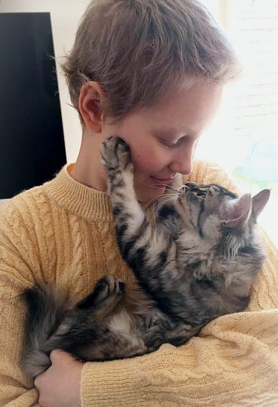 Image of Amelia with her new Kitten, Morphine