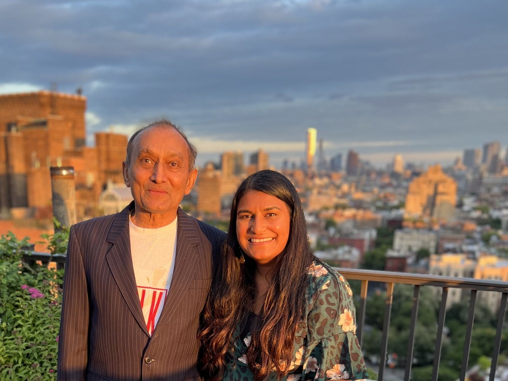 Two people at a rooftop in Newyork Two people at a rooftop in Newyork