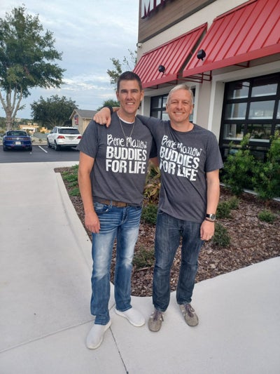 Jeff (left) and Paul meet in the US Jeff (left) and Paul meet in the US