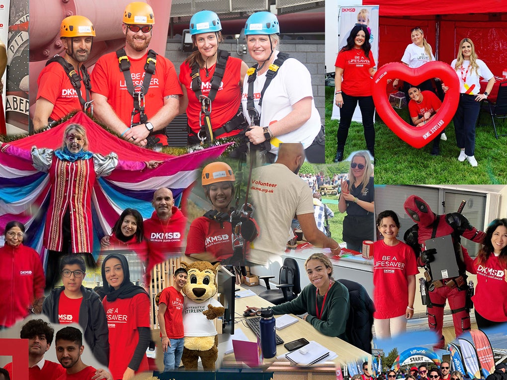 Collage of DKMS volunteers across the UK Collage of DKMS volunteers across the UK