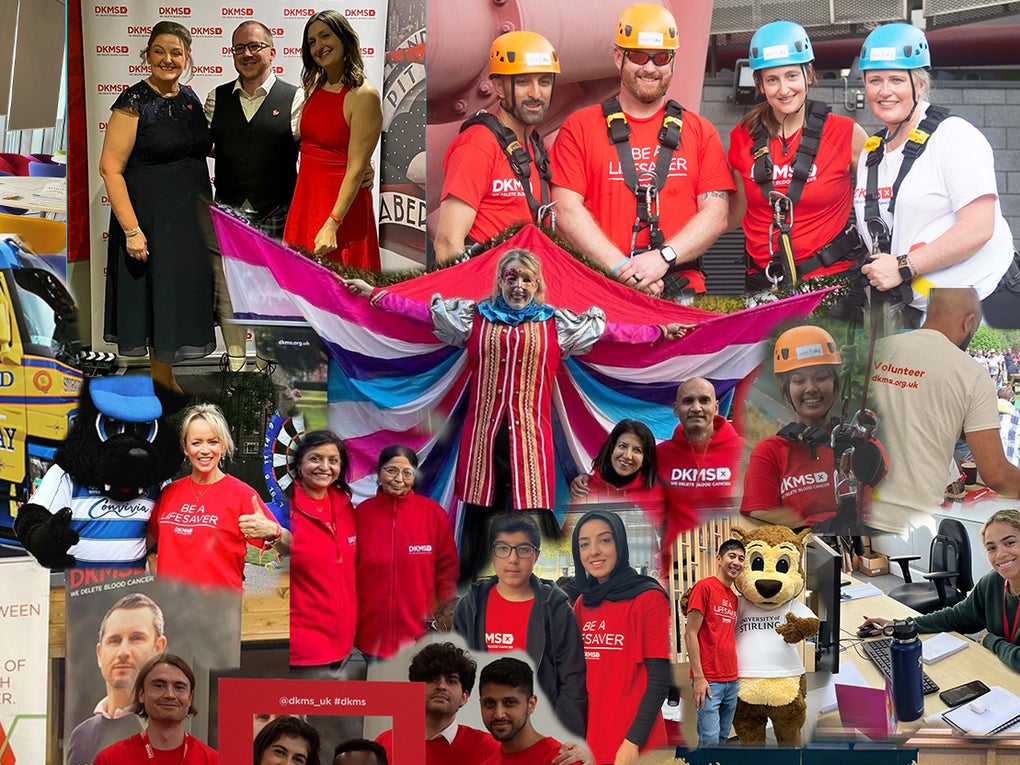 Collage of DKMS volunteers across the UK Collage of DKMS volunteers across the UK