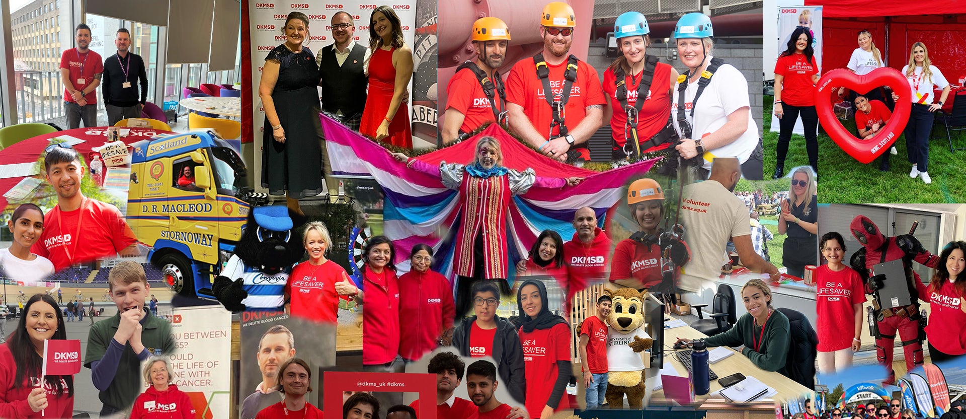 Collage of DKMS volunteers across the UK