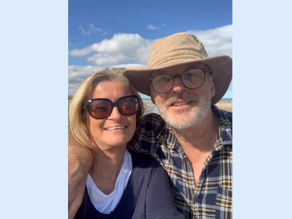 A selfie of an elderly white couple A selfie of an elderly white couple