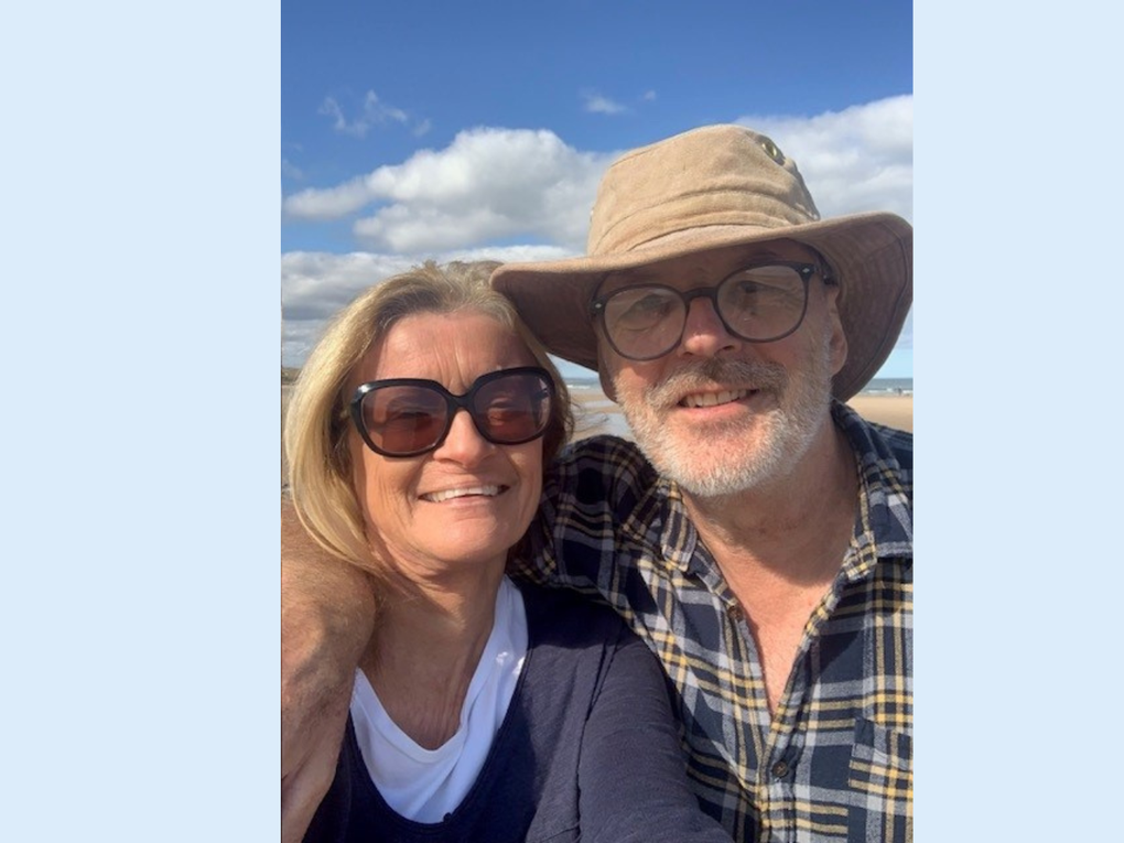 A selfie of an elderly white couple A selfie of an elderly white couple