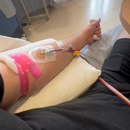 DKMS Donor at the hospital ready to give blood DKMS Donor at the hospital ready to give blood