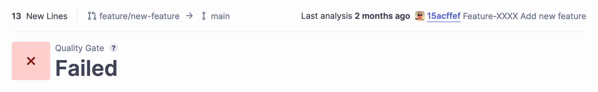 Failed features on quality gate in sonarcloud