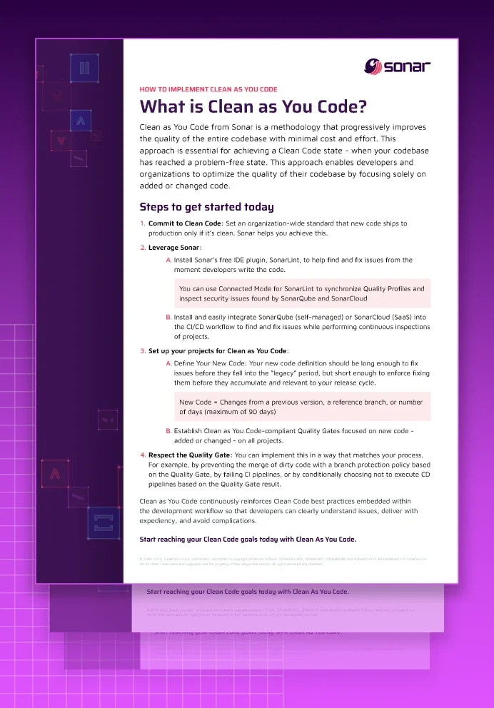 Downloadable PDF solution brief, How To Implement Clean As You Code.