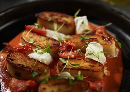 Potato hash tapenade with sun dried tomato served at Lottie's restaurant