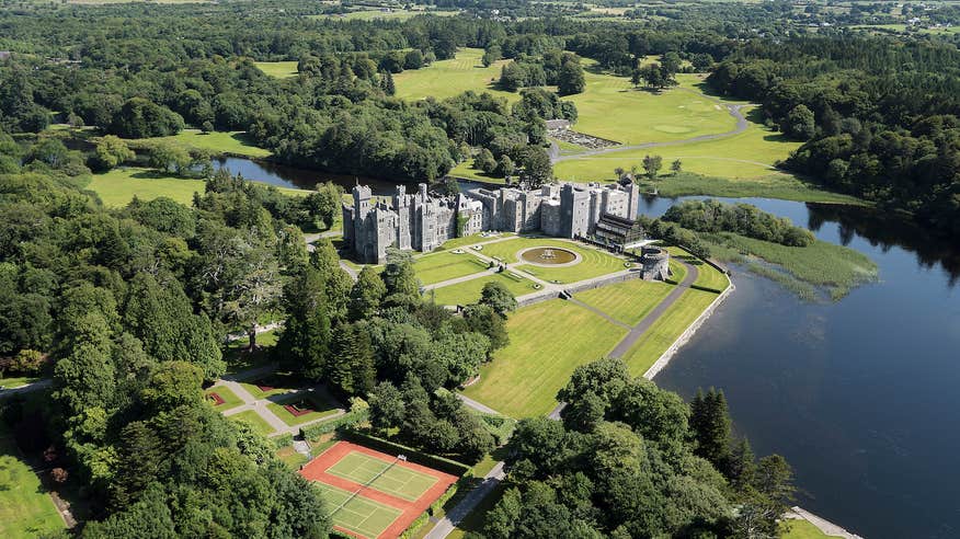 Aerial view of Ashford Castle in Mayo
