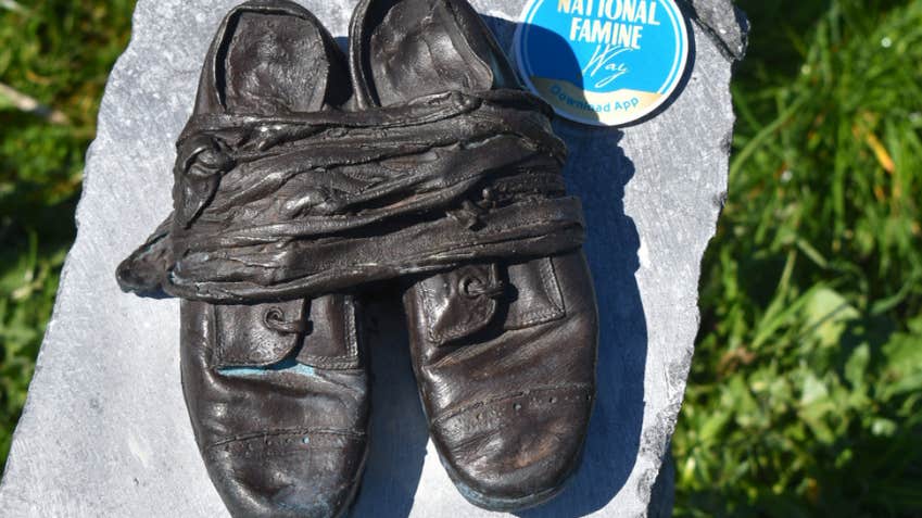 Bronze sculptures on the National Famine Way in Co Roscommon