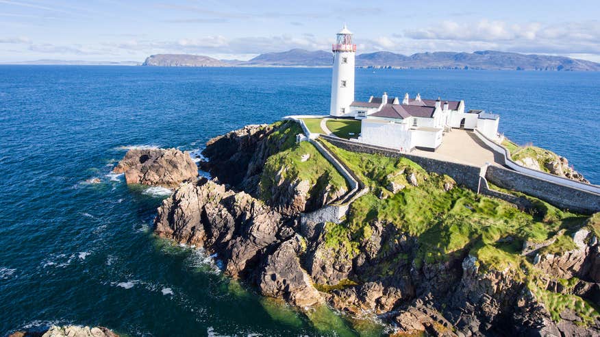 Aerial image of Fanad Lighthouse in County Donegal.