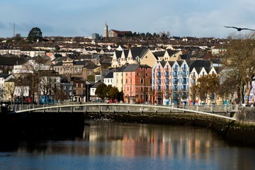 Colourful houses behind Shandon Bridge, Cork City