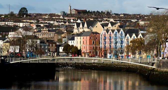 Colourful houses behind Shandon Bridge, Cork City