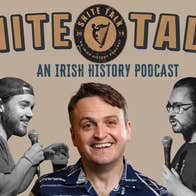 Shite Talk History Jonathan Swift - A smiling man in the centre with photo either side of men holding mics.