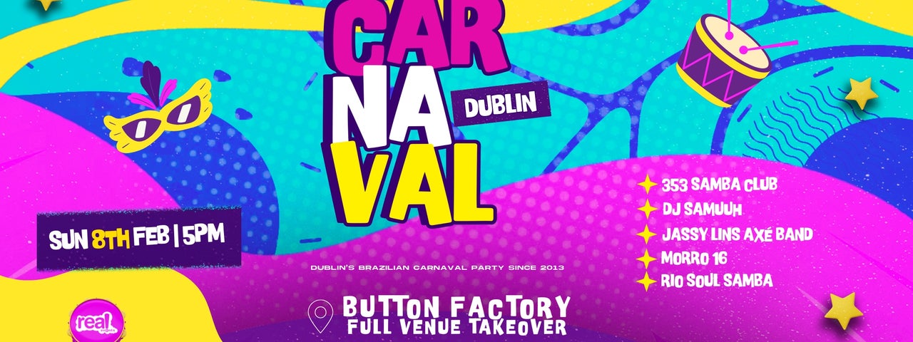 Dublin's Brazilian Carnaval party is on Sunday the 8th of Feb for a full venue takeover at Button Factory in Temple Bar from 5pm to late!