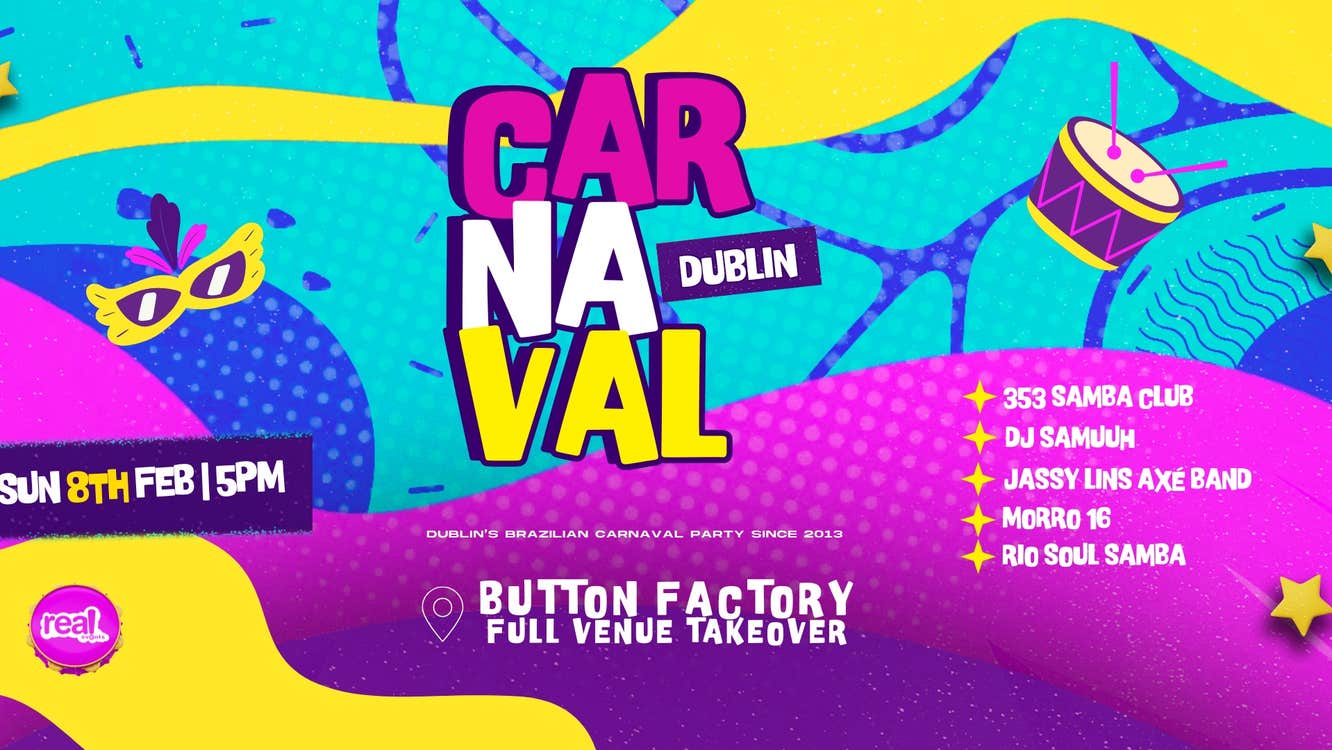 Dublin's Brazilian Carnaval party is on Sunday the 8th of Feb for a full venue takeover at Button Factory in Temple Bar from 5pm to late!