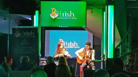 Irish Songs and Stories musicians on stage